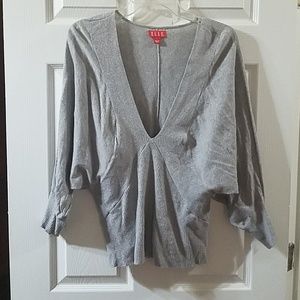 Heather grey light weight deep v cut sweater